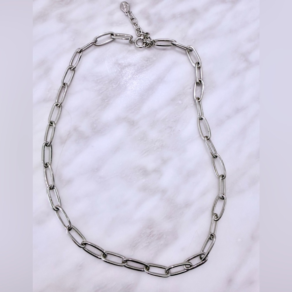 LOFT Silver Paperclip Link Necklace 18”